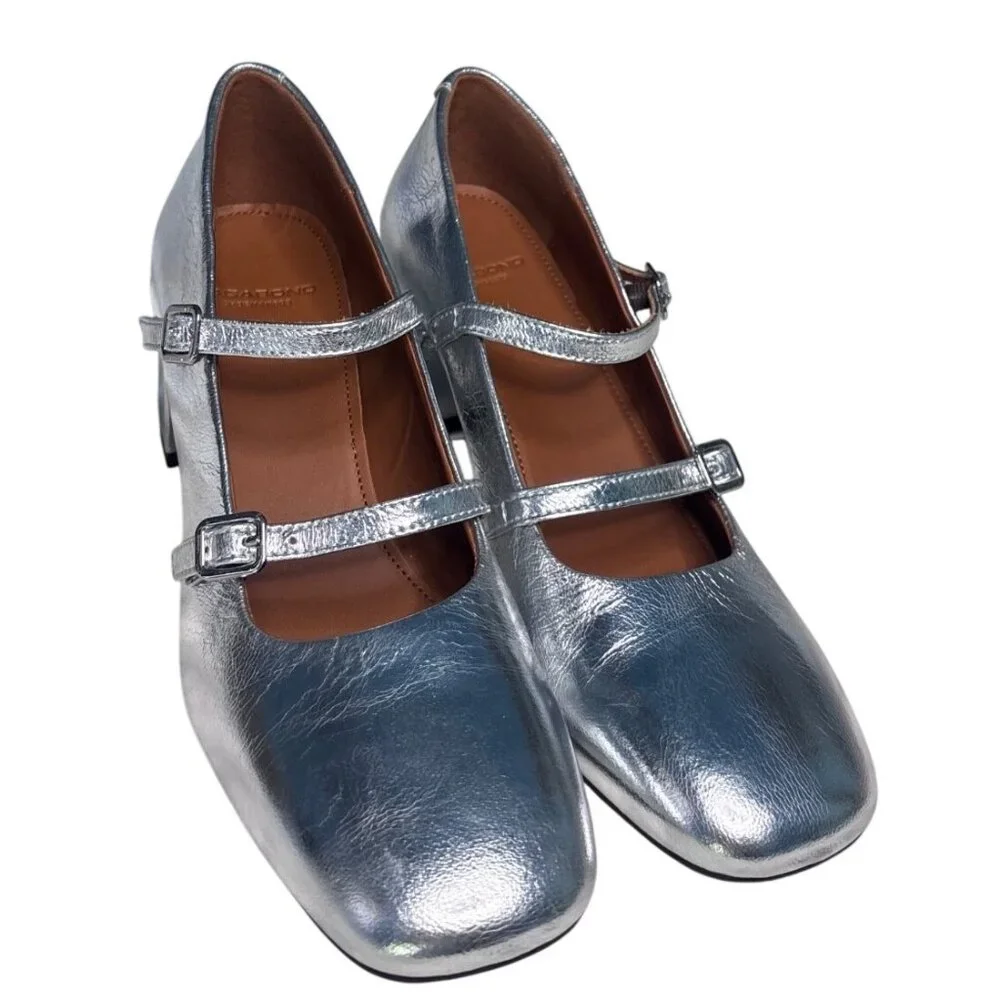 Vagabond Shoemakers Adison Double-Buckle Metallic Leather Pumps Size EU 37, US 6 - Picture 2 of 12